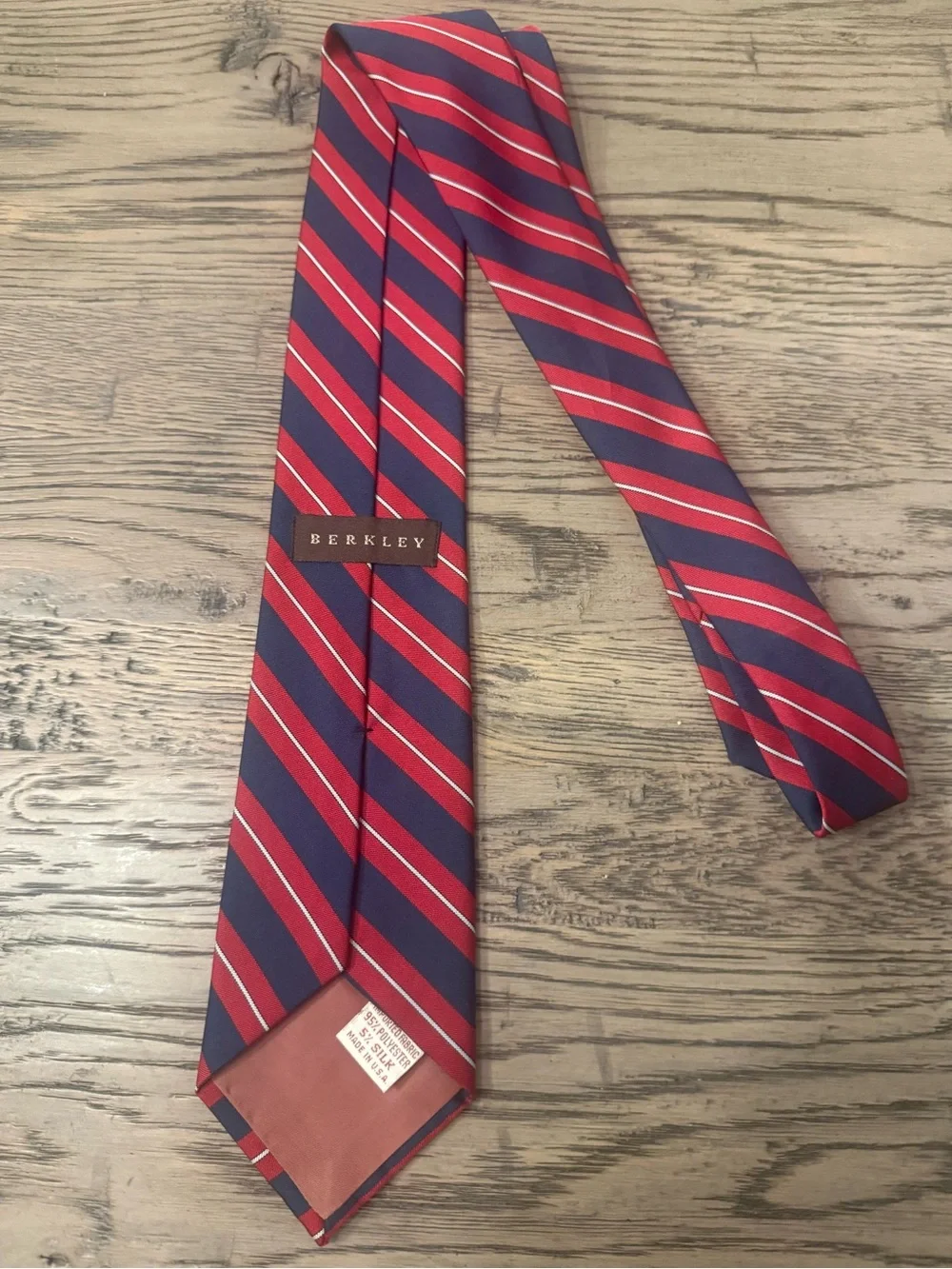 Berkley Men's Red and Navy Striped Tie — Sharp Professional Style